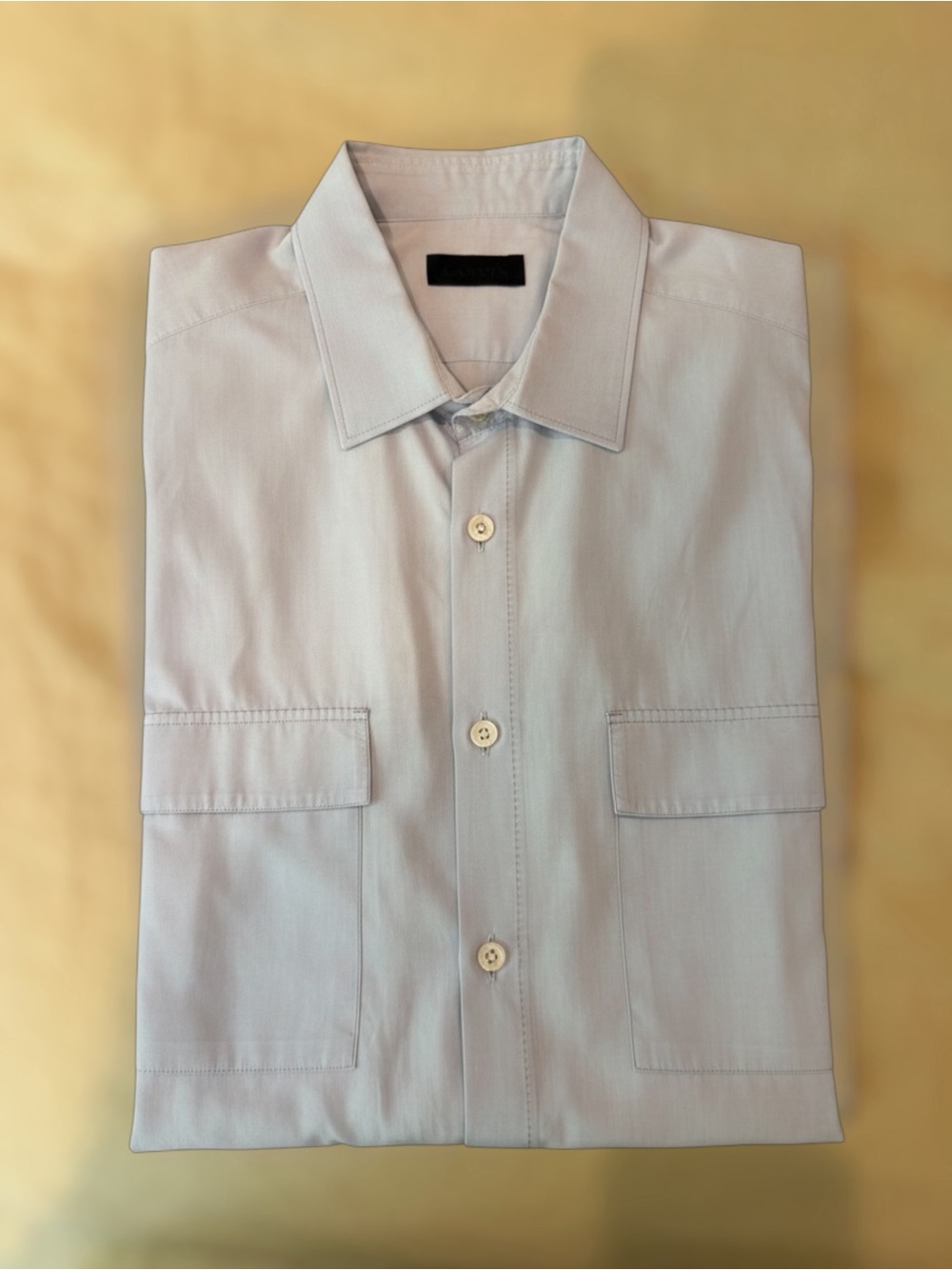 Lanvin Light Gray Casual Button-Down Shirt with Patch Pockets